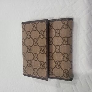 Gucci GG Canvas and Leather Bifold Wallet, Authentic.